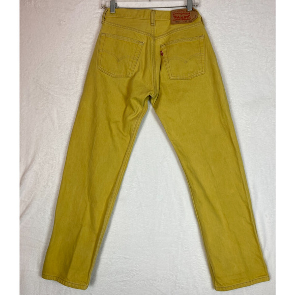 Levis 501 Jeans Men's 30X30 (actual 28x27") Yellow Denim Button Fly Straight Leg - Picture 3 of 8
